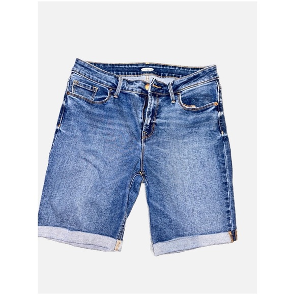 Old Navy- Women’s Blue Denim Cuffed Bermuda Shorts Size 8 - Picture 1 of 13